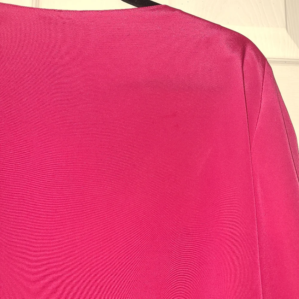 Bethany Vintage Blouse Bright Pink Silk Like Material Sz 11/12 - Picture 11 of 12